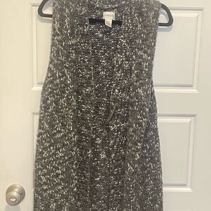 Chico's Marled Knit Sleeveless Midi Dress in Gray and White